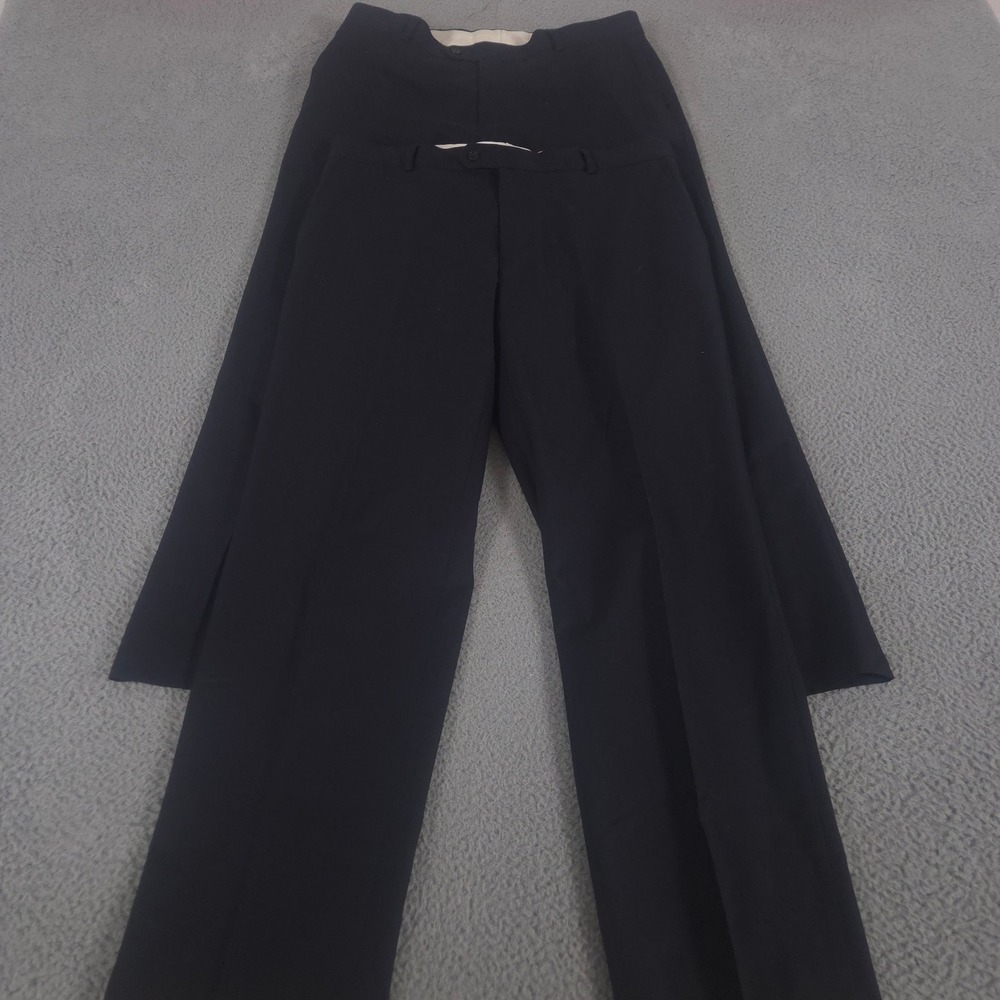 LOT OF 2 Joseph & Feiss Pants Mens 36x32 Navy‎ Pleated Wool Blend Straight Leg